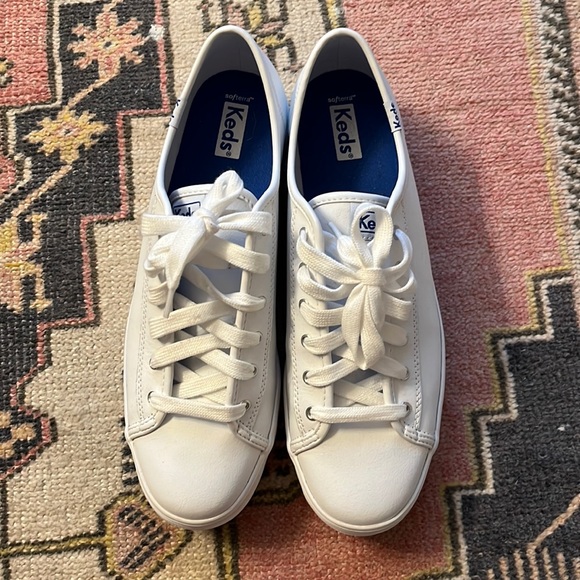 Keds Triple Kick Leather – Scarpe Da Ginnastica Donna – Pelle Bianca – Suola Gomma – Tacco Piatto – 36 EU